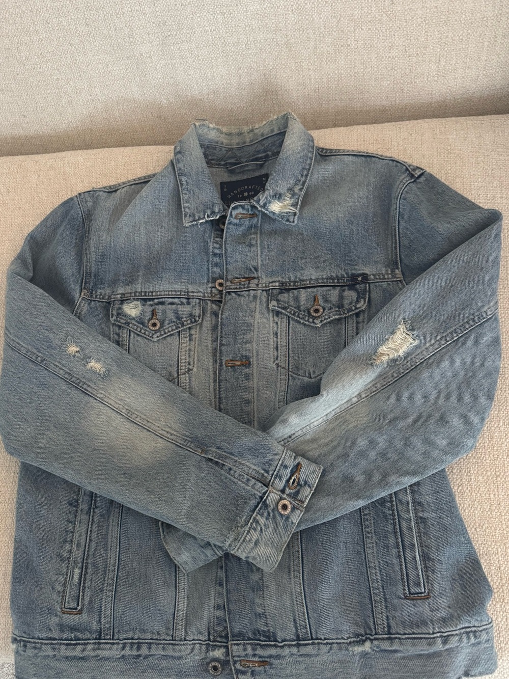 Lucky Brand Light Blue Distressed Denim Jacket